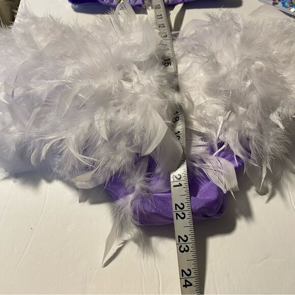 Glamour solo dance costume custom 2 piece lavender rhinestone feather sassy LC - Picture 13 of 15